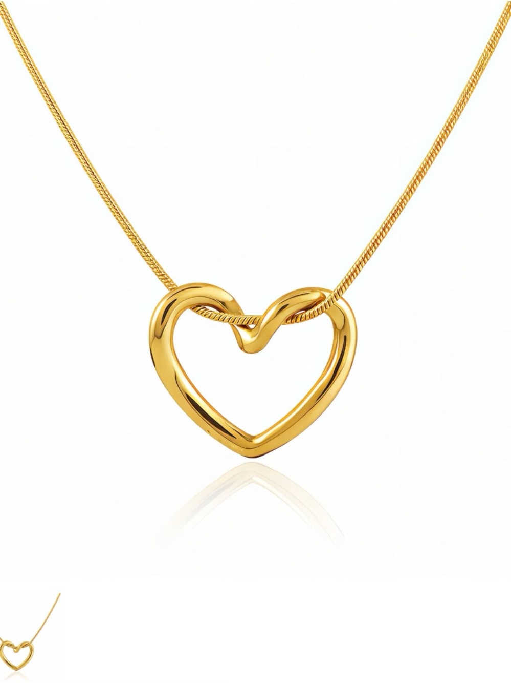 Gold Heart Pendant Necklace - Elegant Women's Jewelry